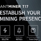 BTC BCH Bitmain Antminer T17 Penambang GPU 40th 2200W 12V SHA256